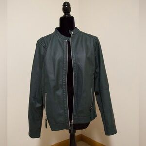 Maurices brand forest green faux leather jacket.